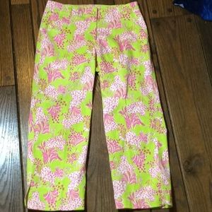Key West Wide Leg Crop bright green pink Cat SZ 2